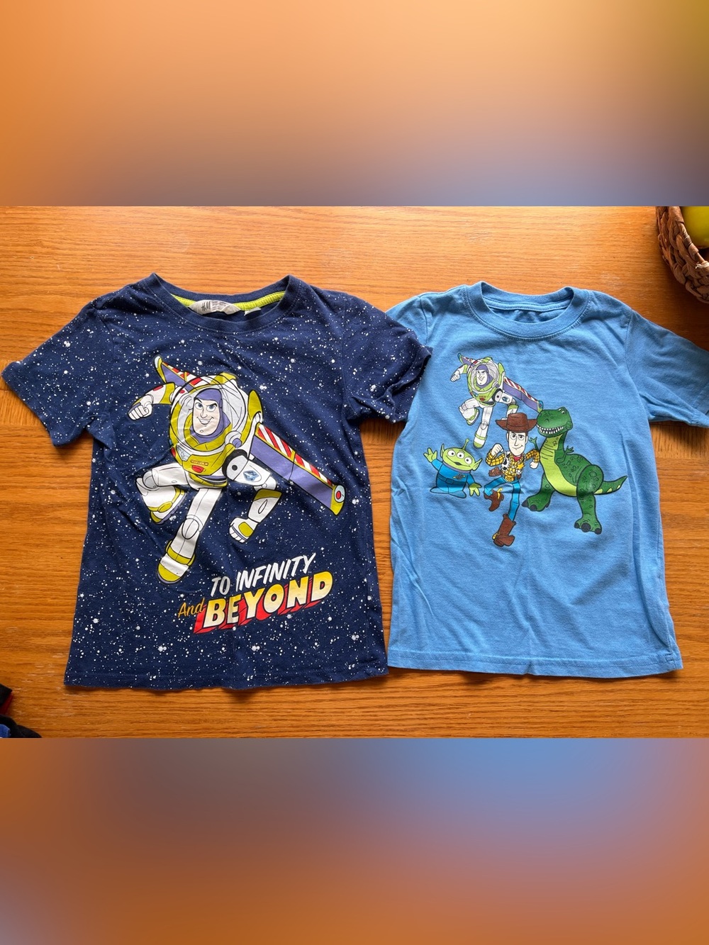 Two Boys Cotton Disney Toy Story Short Sleeve Shirts Size 5/6 Excellent Cond